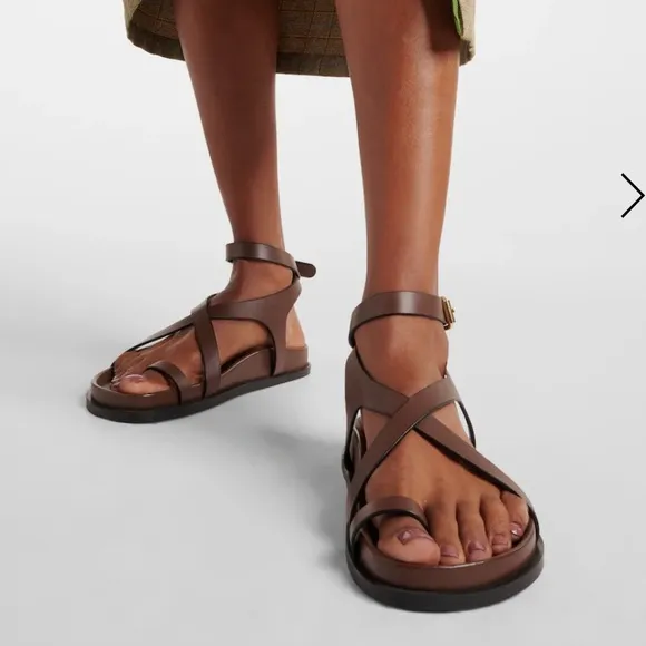 A.Emery Jalen Slim Women's Brown Leather Wrap Chunky Sandals