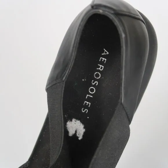 Aerosoles Womens Sandals Size 8 Black Comfort Stretch Elastic Faux Leather