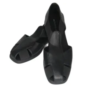 Aerosoles Womens Sandals Size 8 Black Comfort Stretch Elastic Faux Leather