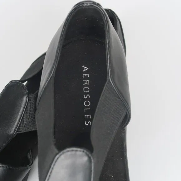 Aerosoles Womens Sandals Size 8 Black Comfort Stretch Elastic Faux Leather