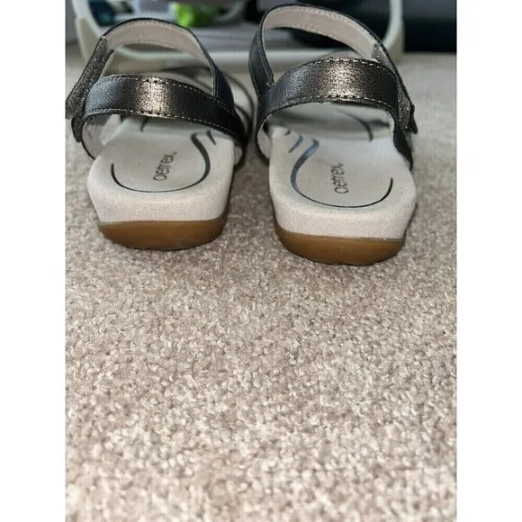 Aetrex Gabby Banded Stitch Wedge Sandals 7 Comfort