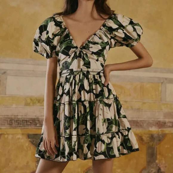 Agua Bendita Floral Tiered Dress