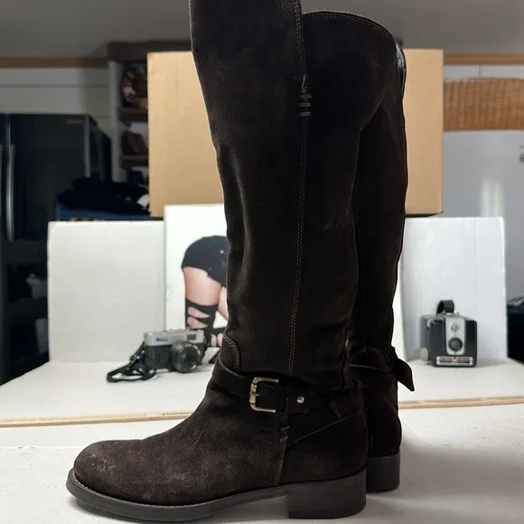 𝅺alberto Fermani Taupe Larissa Suede Tall Boots/Booties