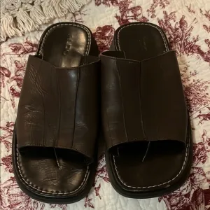Aldo Men's Brown Leather Slide Sandals