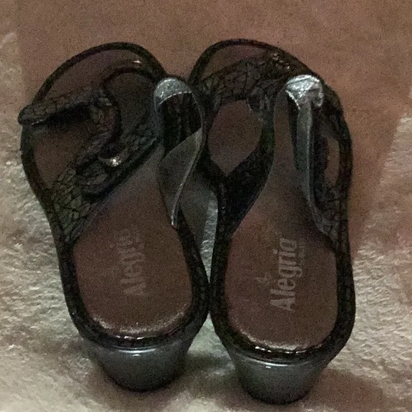 Alegria Black Sandals with Wedge Heel and Sparkly Straps