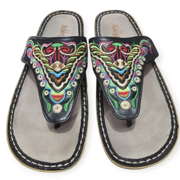 Alegria Vanessa‎ Chrysalis Sandal Flip Flops Embroidered Black EU 40 US 9.5-10
