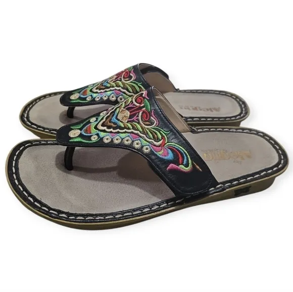 Alegria Vanessa‎ Chrysalis Sandal Flip Flops Embroidered Black EU 40 US 9.5-10