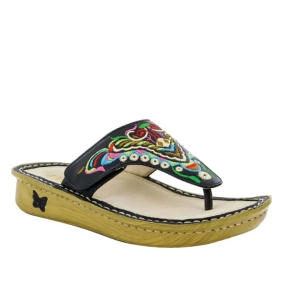 Alegria Vanessa‎ Chrysalis Sandal Flip Flops Embroidered Black EU 40 US 9.5-10