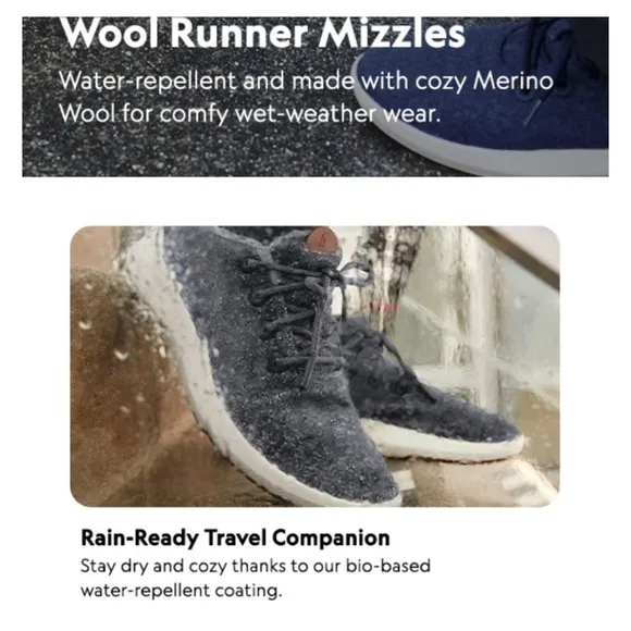 All Birds Wool Runner Up Wool Mizzle women’s size 9 new in box medium gray