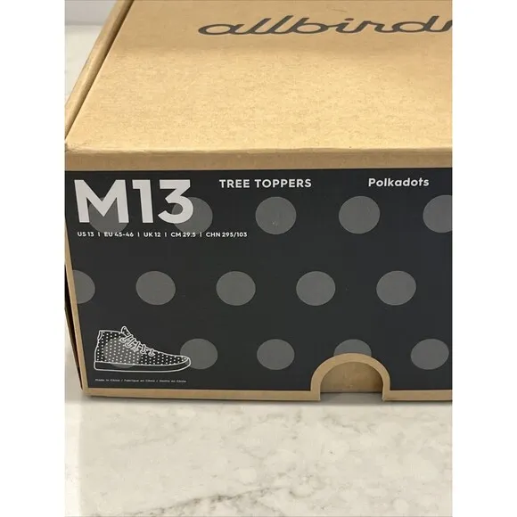 Allbirds Mens 13 Tree Topper High Top Shoes Polkadots Gray White Sneakers NWB