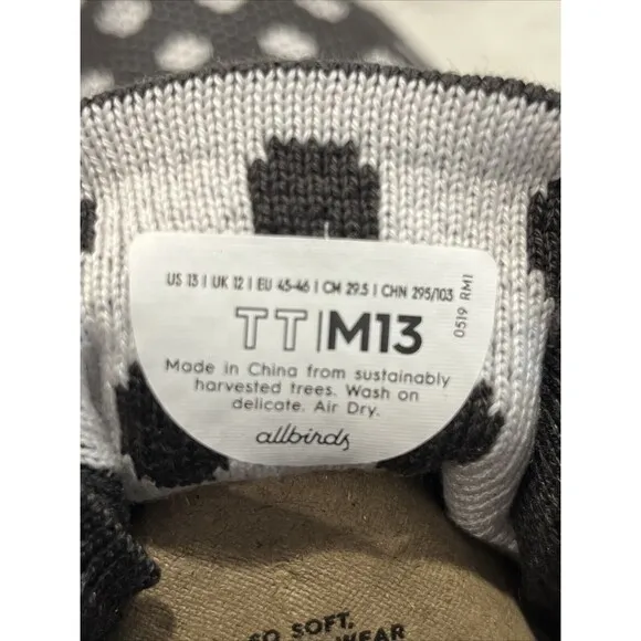 Allbirds Mens 13 Tree Topper High Top Shoes Polkadots Gray White Sneakers NWB