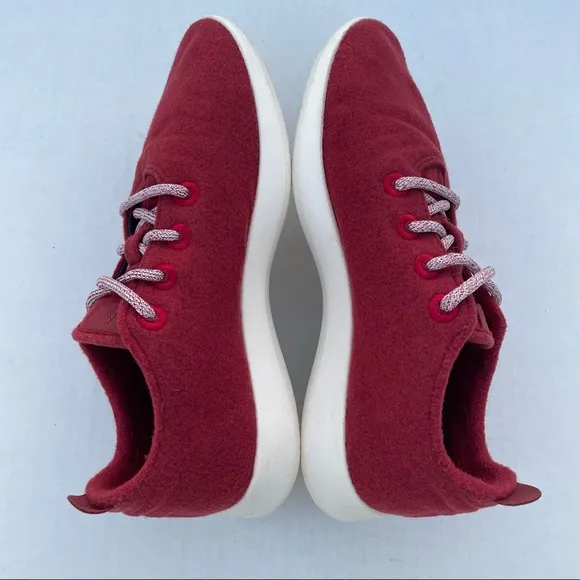 Allbirds Mens Size 9 Wool Runners WR Comfort Lightweight Shoes Bright Red White