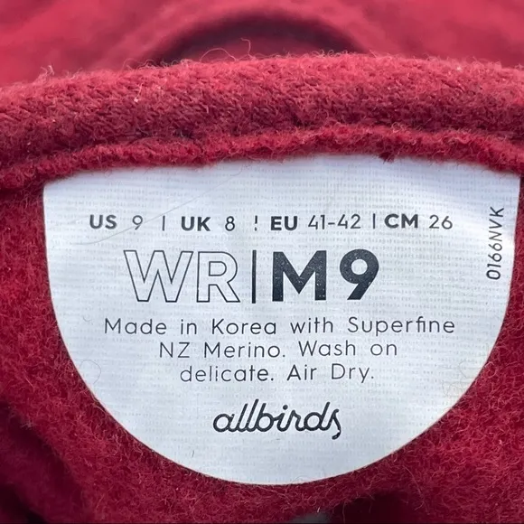 Allbirds Mens Size 9 Wool Runners WR Comfort Lightweight Shoes Bright Red White