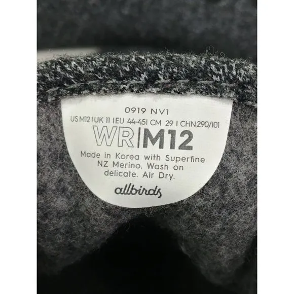AllBirds Merino Wool Casual Travel Shoes Mens Size 12 Grey