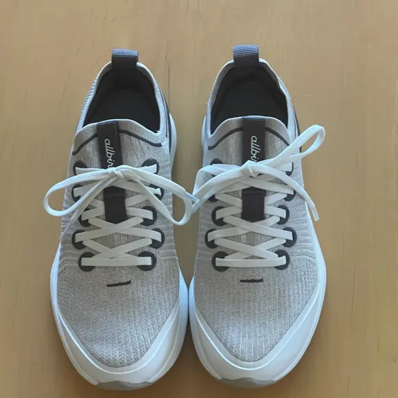 Allbirds White and Brown Athletic Shoes with Breathable Mesh