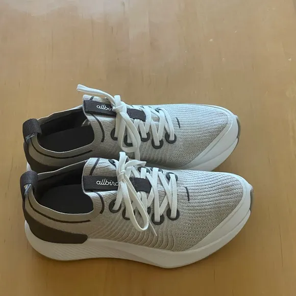 Allbirds White and Brown Athletic Shoes with Breathable Mesh