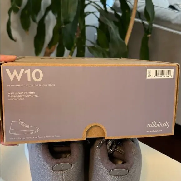 Allbirds Wool Runner Up Mizzle Medium Light Grey Women Size 10