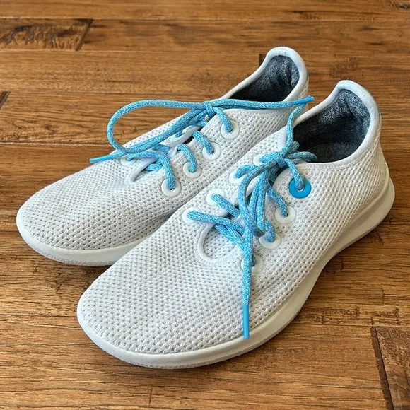 Allbirds x Just Water Tree Runners Sneakers Limited Edition White Blue Size 9