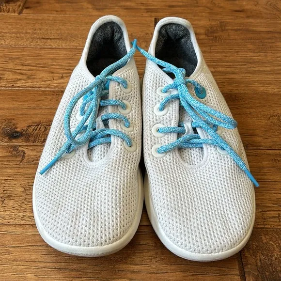 Allbirds x Just Water Tree Runners Sneakers Limited Edition White Blue Size 9