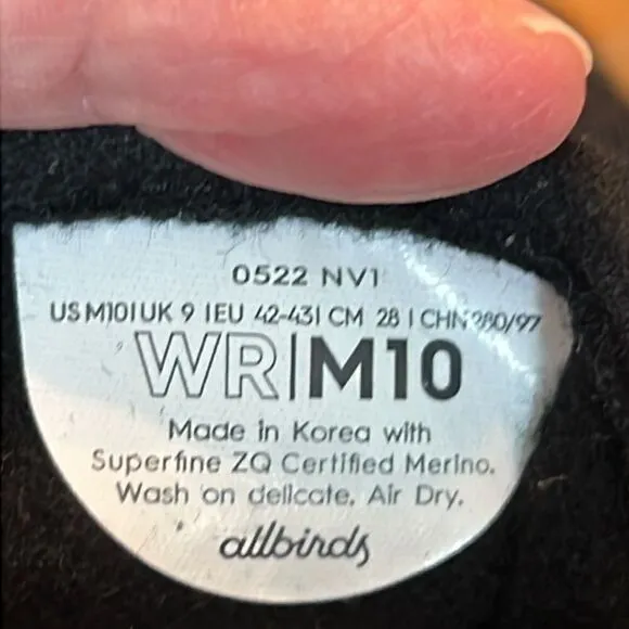 Allbirds Shoes Wool Runner Fluff Natural Black M10