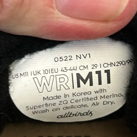 Allbirds Shoes Wool Runner Fluff Natural Black M11