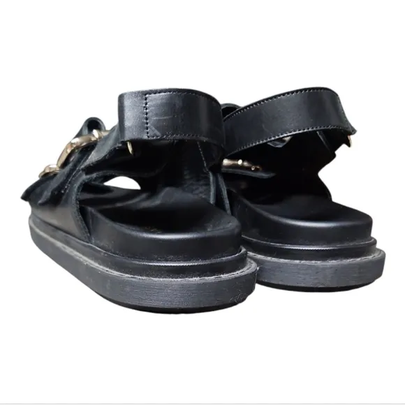 ALOHAS | Harper Black Leather Slingback Sandals in Size EU 41 / US 10.5
