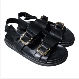 ALOHAS | Harper Black Leather Slingback Sandals in Size EU 41 / US 10.5