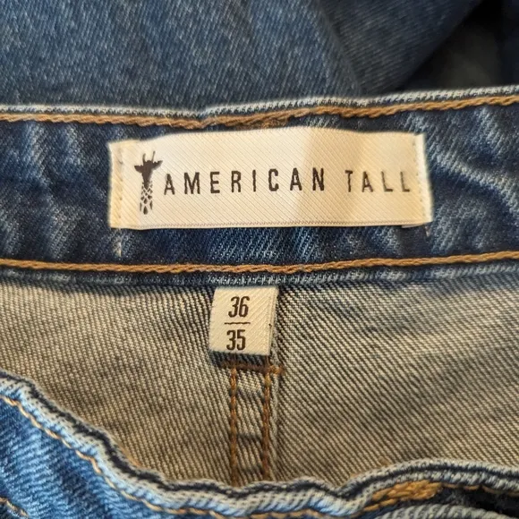 American Tall Britney High Rise Bootcut Blue Mid Washed Jeans Women's 36&quot;Wx35&quot;L