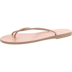 Ancient Greek Sandals Womens Adrahti Tan Braided Faux Leather Flip-Flops New