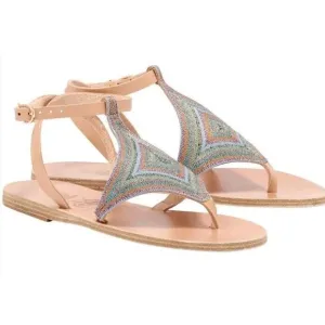 Ancient Greek Sandals Womens Glittery Open Toe Rubber Sandals Clear Size 9.5
