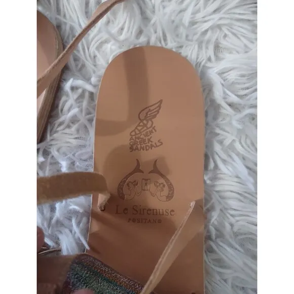 Ancient Greek Sandals Womens Glittery Open Toe Rubber Sandals Clear Size 9.5