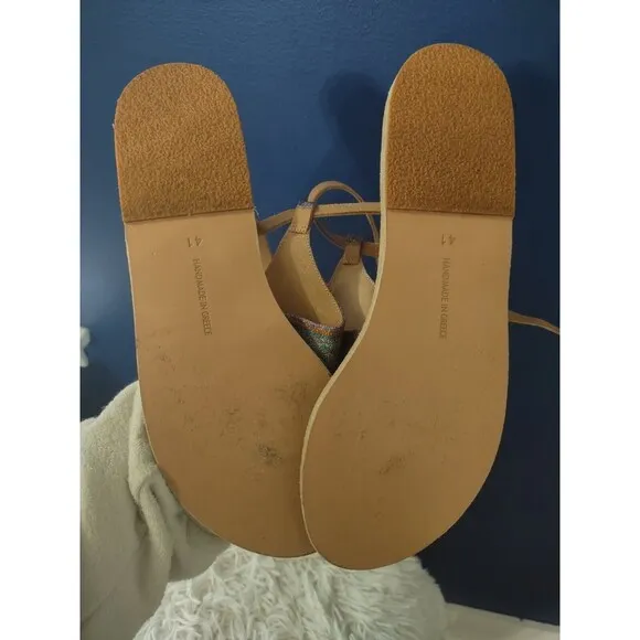 Ancient Greek Sandals Womens Glittery Open Toe Rubber Sandals Clear Size 9.5