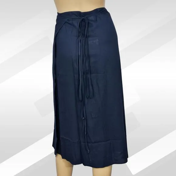 Andie The Tavira Maxi Wrap Skirt Linen Midnight Size SM