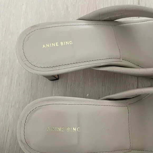 ANINE BING genuine leather sandal  ( 2 “ heel)with Monogram side . NEW