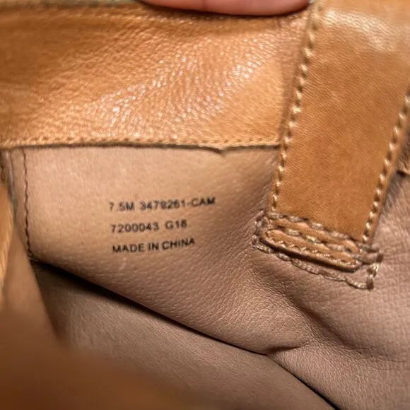 Anna Carson Short Pull-On Leather Boots Size 7.5M Tan Cognac