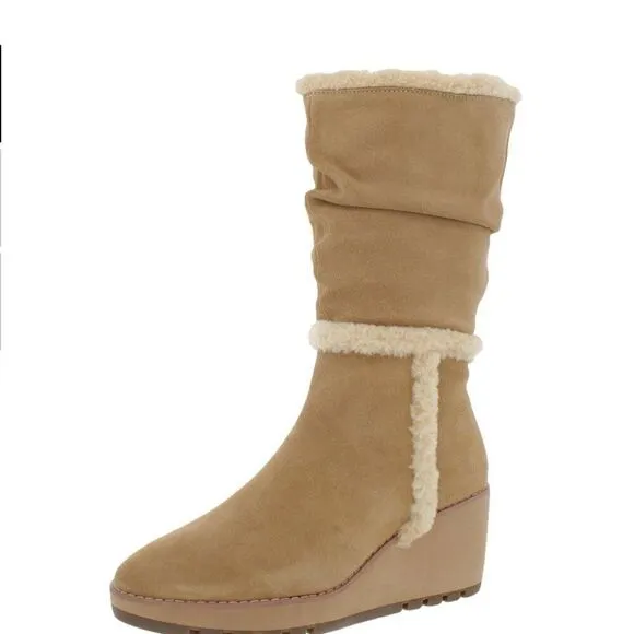 Anne Klein Womens Preslie Water Resistant Slouchy Wedge Boots Shoes