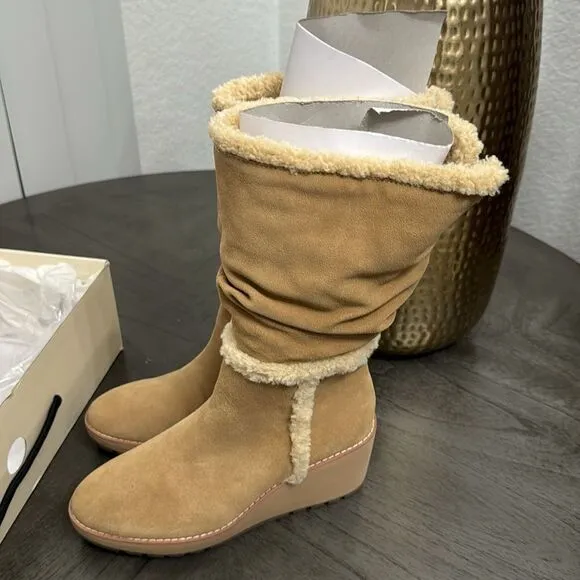 Anne Klein Womens Preslie Water Resistant Slouchy Wedge Boots Shoes