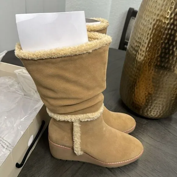 Anne Klein Womens Preslie Water Resistant Slouchy Wedge Boots Shoes