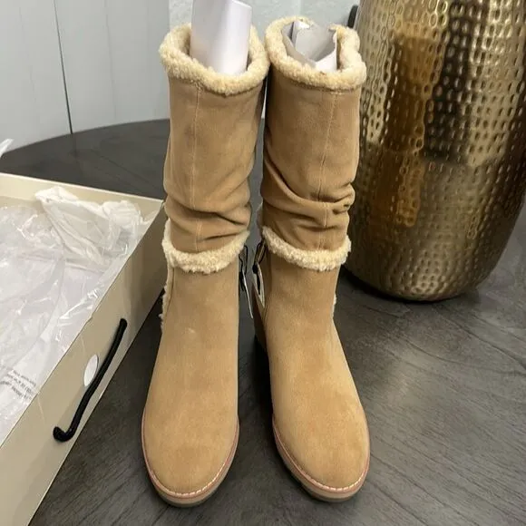 Anne Klein Womens Preslie Water Resistant Slouchy Wedge Boots Shoes