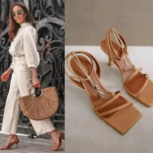 Anthropologie Alohas Straps Chain Camel Size 41 NWOT $170
