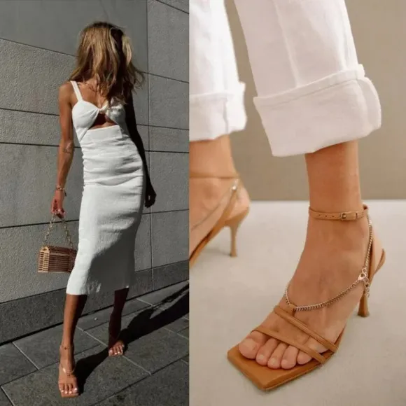 Anthropologie Alohas Straps Chain Camel Size 41 NWOT $170