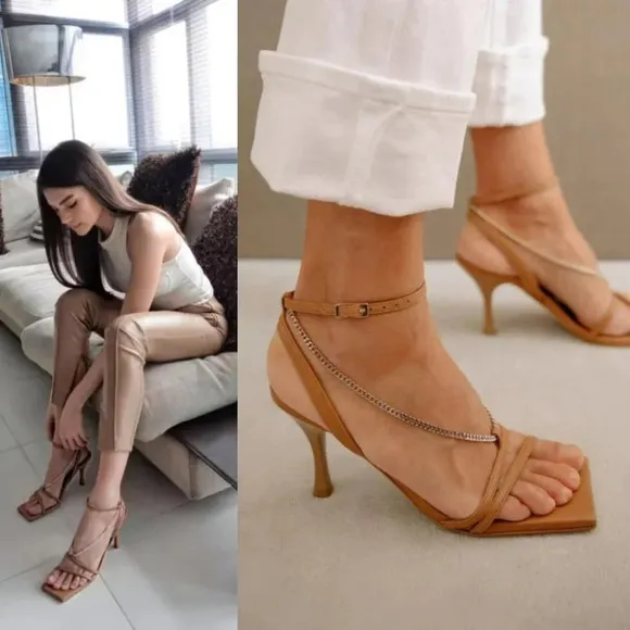 Anthropologie Alohas Straps Chain Camel Size 41 NWOT $170