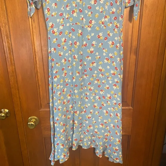 Anthropologie Faithfull The Brand Erin Floral Midi Dress Jasmin Blue Floral 6/M