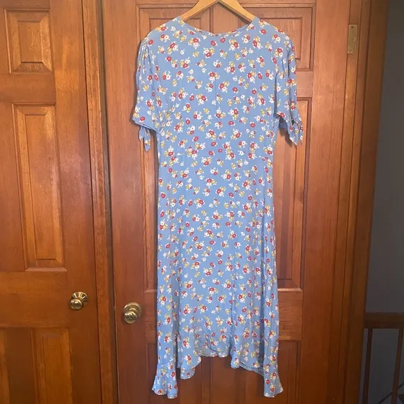 Anthropologie Faithfull The Brand Erin Floral Midi Dress Jasmin Blue Floral 6/M