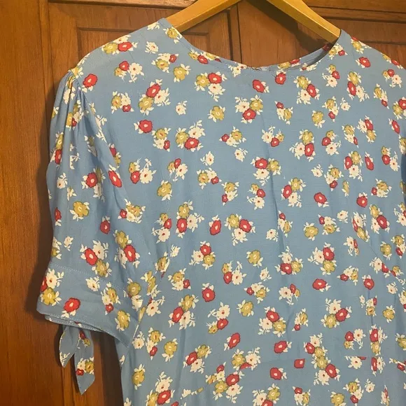 Anthropologie Faithfull The Brand Erin Floral Midi Dress Jasmin Blue Floral 6/M