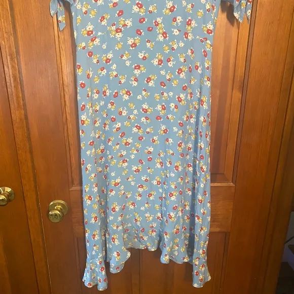 Anthropologie Faithfull The Brand Erin Floral Midi Dress Jasmin Blue Floral 6/M