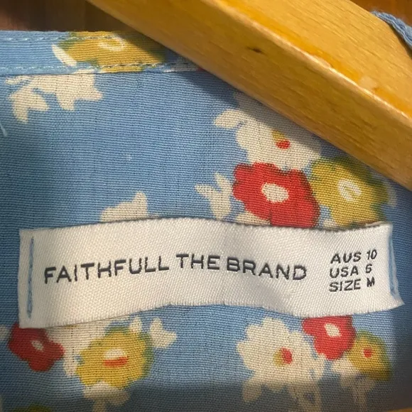Anthropologie Faithfull The Brand Erin Floral Midi Dress Jasmin Blue Floral 6/M