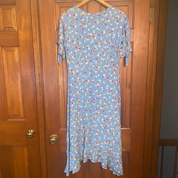Anthropologie Faithfull The Brand Erin Floral Midi Dress Jasmin Blue Floral 6/M
