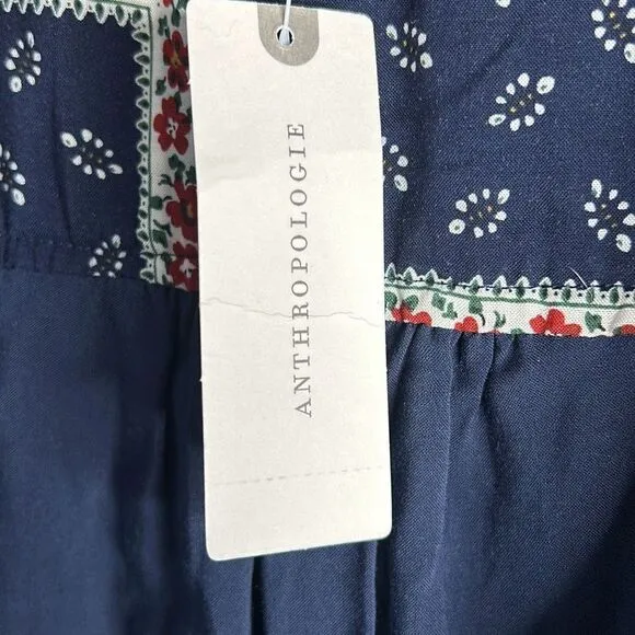 Anthropologie Maeve Crushed Blue Velvet Wrap Dress Roll Tab Sleeve Buckle Sz 10