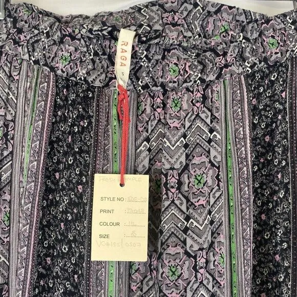Anthropologie NWT Raga Embroidered Ruffle Hem Maxi Skirt Fairy Grunge Boho SZ S